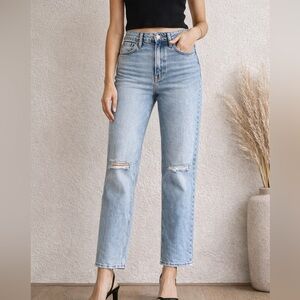 Hidden Los Angeles High Rise Straight Jeans Distressed Light Wash size 24